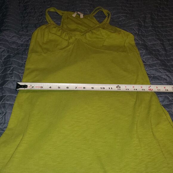 Athleta Size S Lime Green Double Strap Racerback Athletic Dress Shelf Bra V Neck - Picture 8 of 12